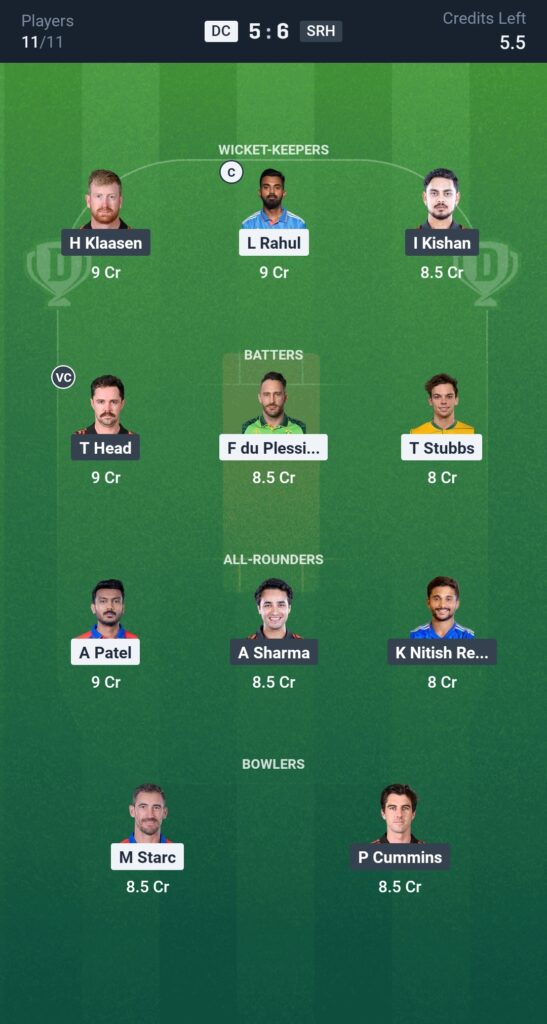 DC vs SRH Dream11 Prediction, IPL 2025 – Fantasy Cricket Tips, Playing 11 & Head-to-Head Stats 3 DC vs SRH