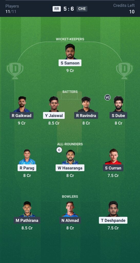 CSK vs RR Dream11 Prediction, IPL 2025 – Fantasy Cricket Tips, Playing 11 & Head-to-Head Stats 4 csk vs rr