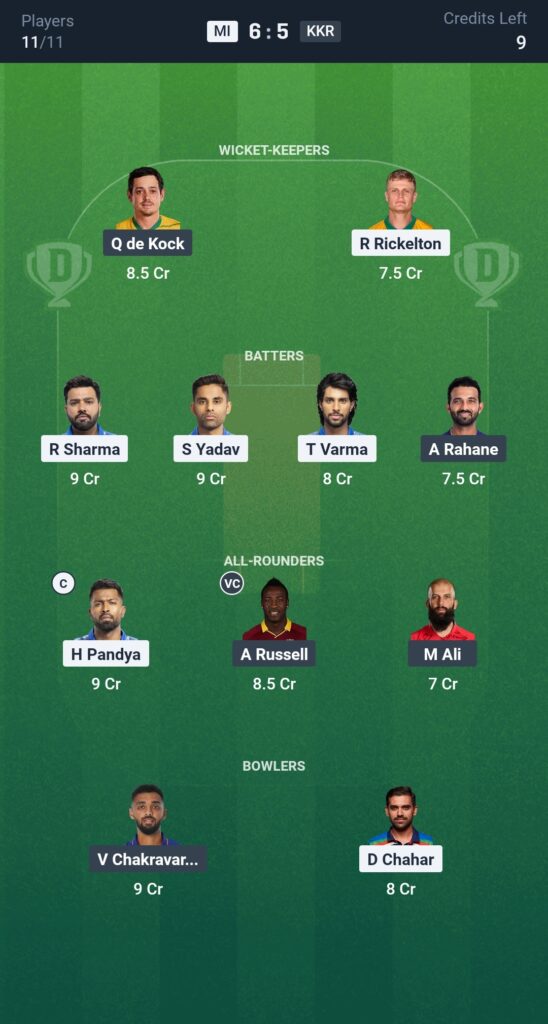 MI vs KKR Dream11 Prediction, IPL 2025 – Fantasy Cricket Tips, Playing 11 & Head-to-Head Stats 3 MI vs KKR