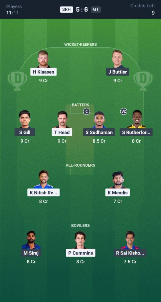 SRH vs GT Dream11 Prediction, IPL 2025 – Fantasy Cricket Tips, Squads & Match Preview 3 SRH vs GT