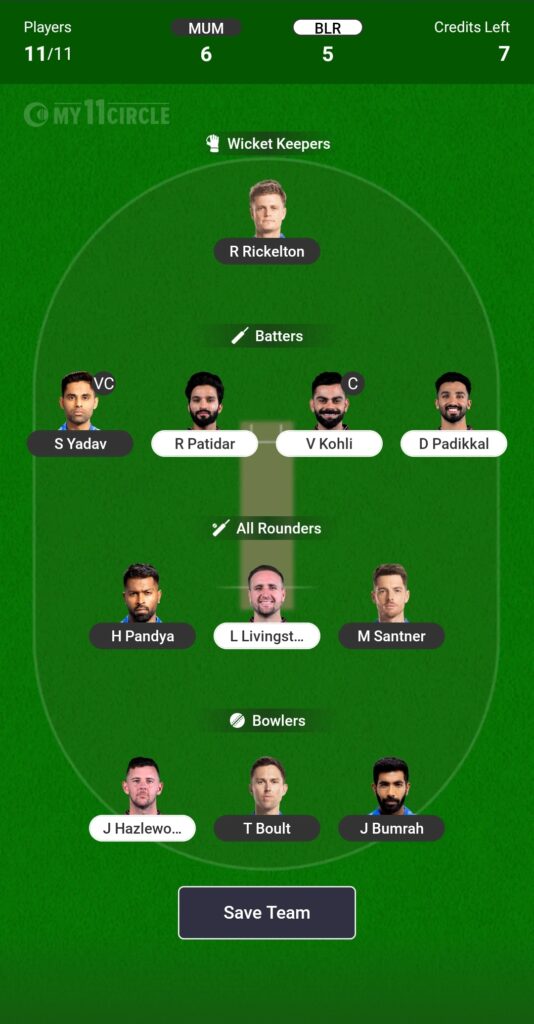 MI vs RCB Dream11 Prediction, IPL 2025 – Fantasy Cricket Tips, Squads & Match Preview 4 MI vs RCB