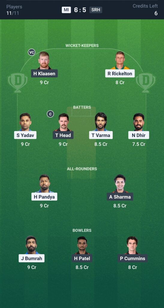 MI vs SRH Dream11 Prediction, IPL 2025 – Fantasy Cricket Tips, Squads & Match Preview 3 Mi vs srh